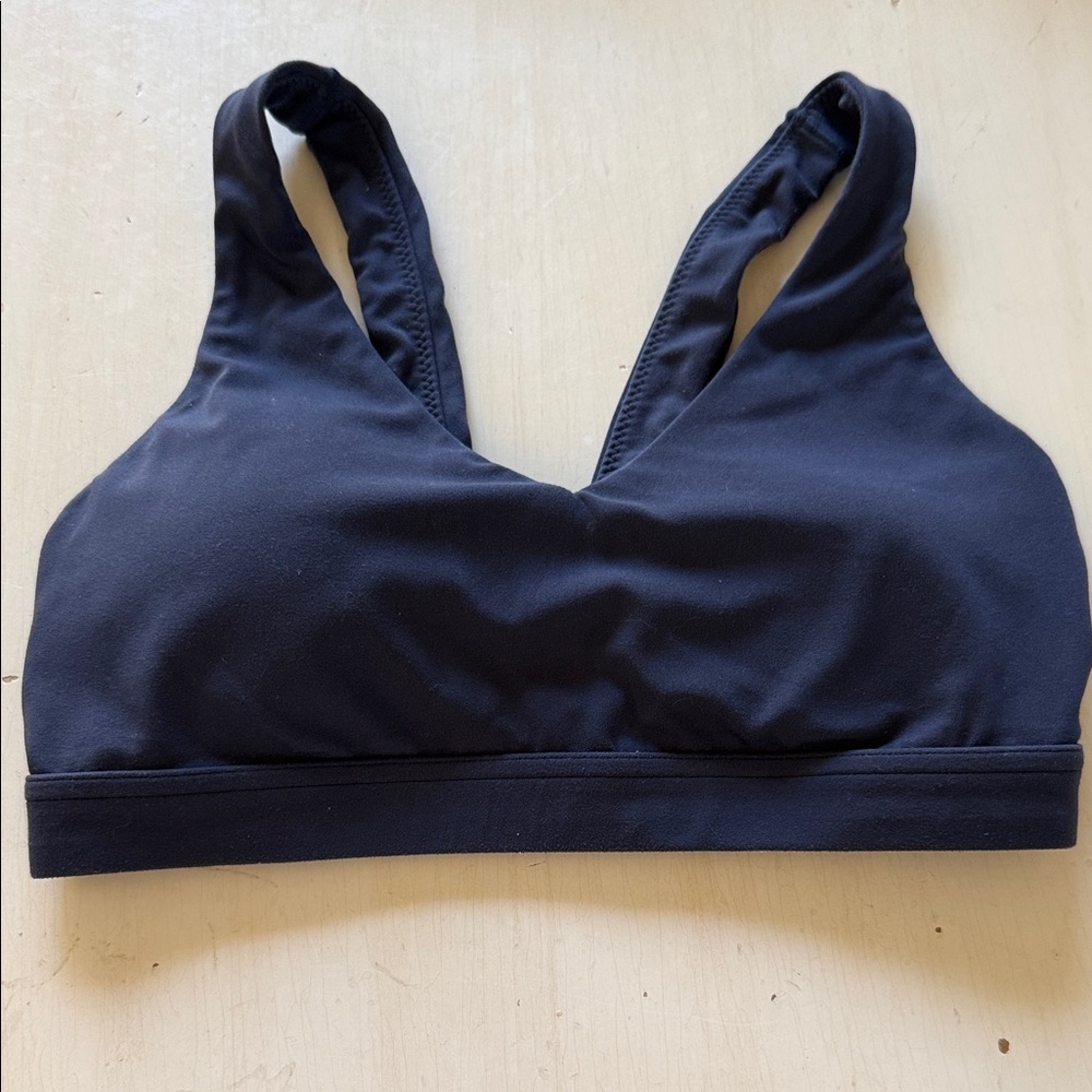 aerie Black V-Neck Padded Sports Bra (sz med)